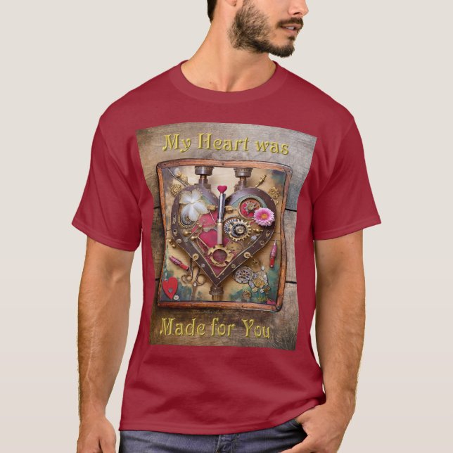 Camiseta Flores de Batom Coração Série Steampunk (Frente)