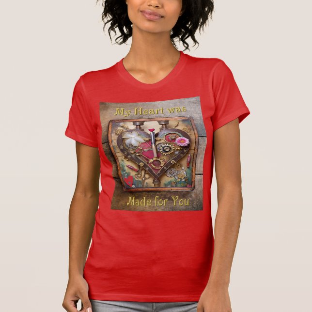 Camiseta Flores de Batom Coração Série Steampunk (Frente)