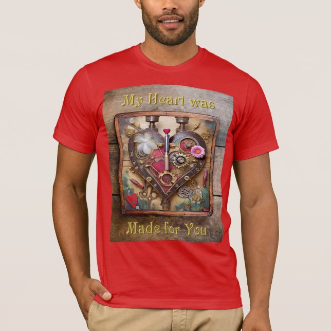 Camiseta Flores de Batom Coração Série Steampunk (Frente)