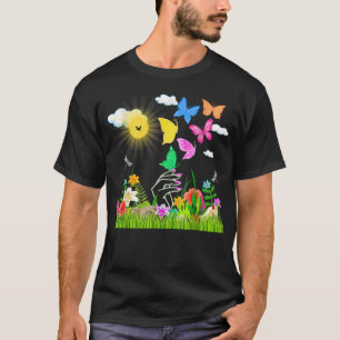 Camiseta Flores de borboleta-tempo-da-primavera, flores nat