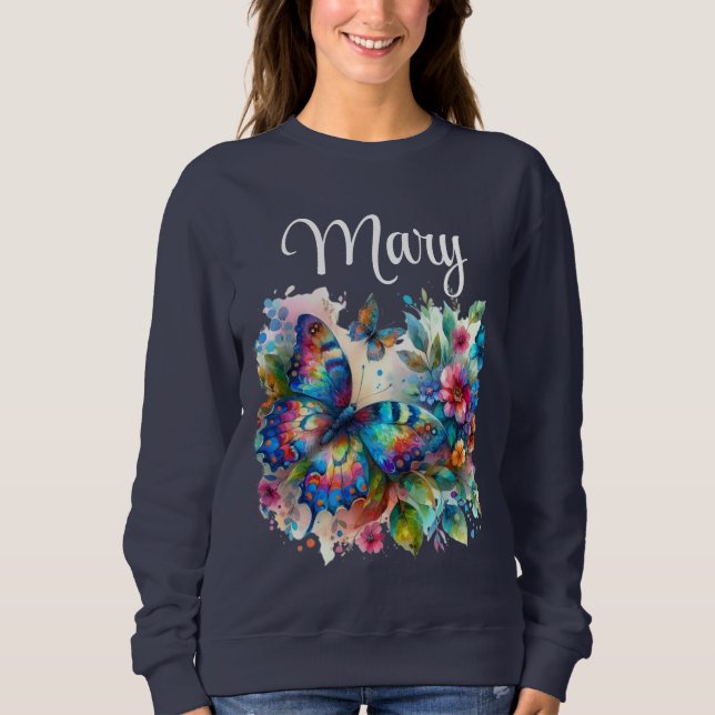Camiseta Flores de Borboletas de Borboleta Personalizadas (Frente)