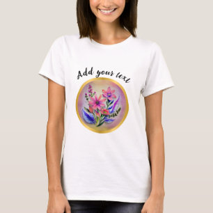Camiseta Flores de Buquê de Aquarela, Fundo Colorido