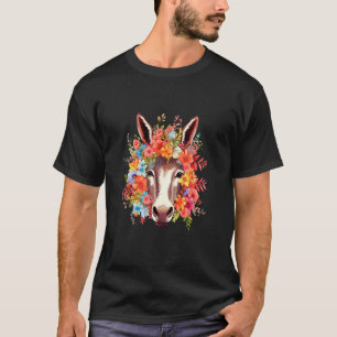 Camiseta Flores de cabeça de burro fofas mulheres meninas c