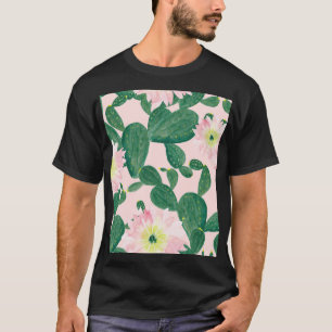 Camiseta Flores de Cactus: Pintura Por Aquarela