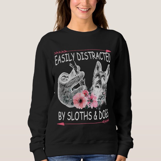 Camiseta Flores De Cães De Lama Facilmente Distraídas (Frente)
