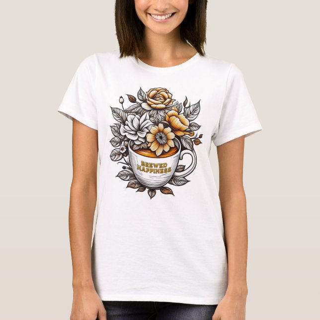Camiseta Flores de café para felicidade (Frente)