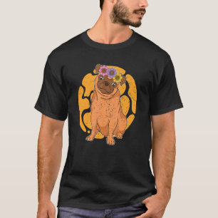 Camiseta Flores De Cãozinho-De-Cachorro-Corte Pug, Propriet