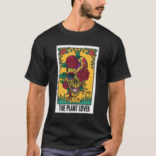 Camiseta Flores de Caveira de Esqueleto Plantas Cartão de T