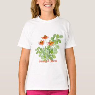 Camiseta Flores de cor aquática