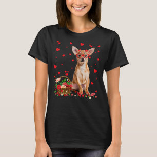 Camiseta Flores De Coração Do Cachorro Do Namorados Chihuah