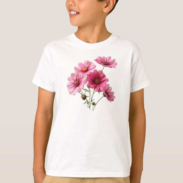 Camiseta Flores de Cosmos Rosa (Frente)