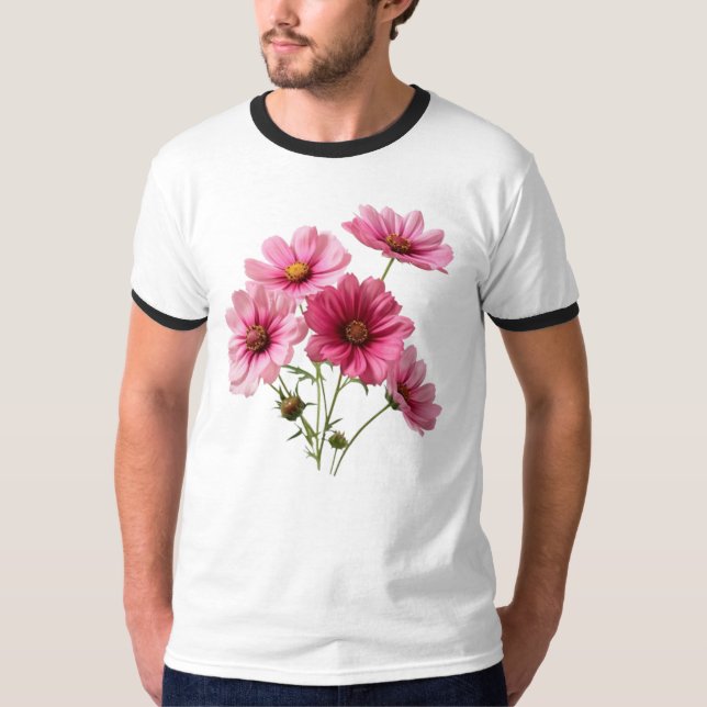 Camiseta Flores de Cosmos Rosa-23456 (Frente)