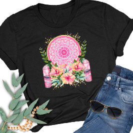 Camiseta Flores De Cristal De Mandala Rosa Boho