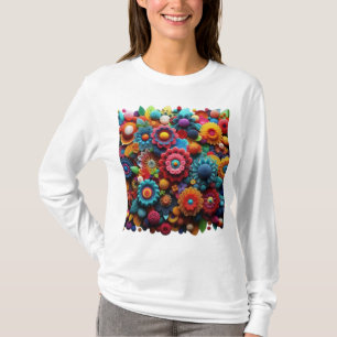 Camiseta Flores de Crochê Artístico