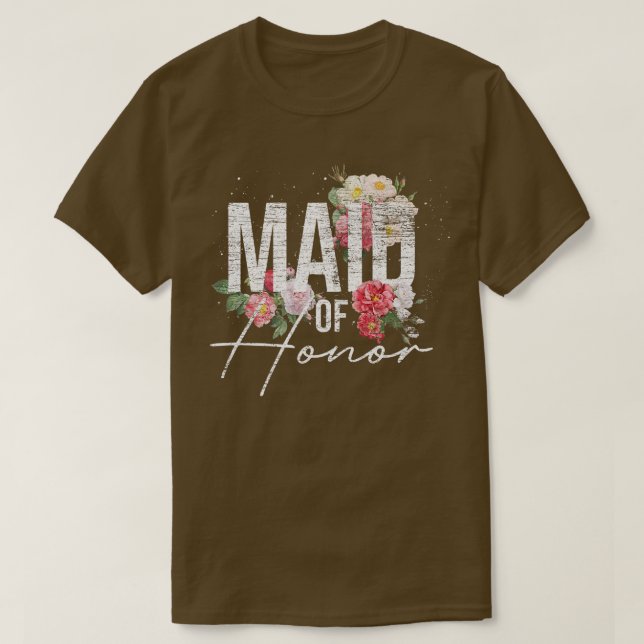 Camiseta Flores de Dama de Honra Chuva de Floral Noiva P (Frente do Design)