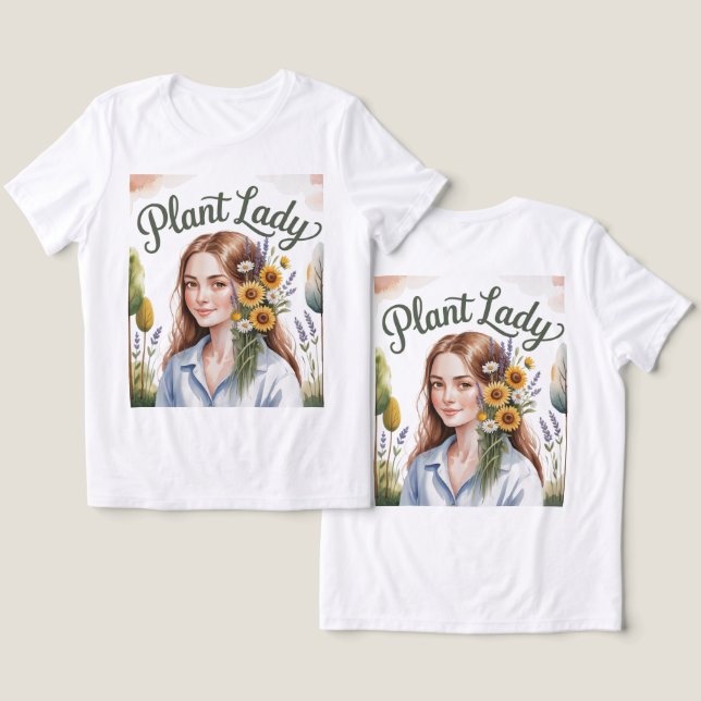 Camiseta Flores De Dama De Plantas Em Branco (Design Frente e Verso)