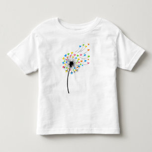 Camiseta Flores de dente-de-leão voam aves coloridas