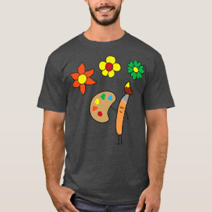Camiseta Flores de Desenho de Pincel Engraçadas
