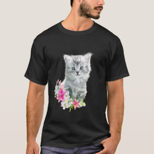 Camiseta flores de gatinho