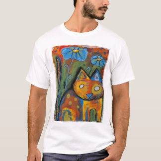 Camiseta Flores de Gato e Azul