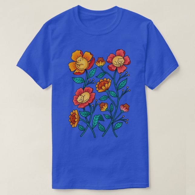 Camiseta Flores de gatos (Frente do Design)