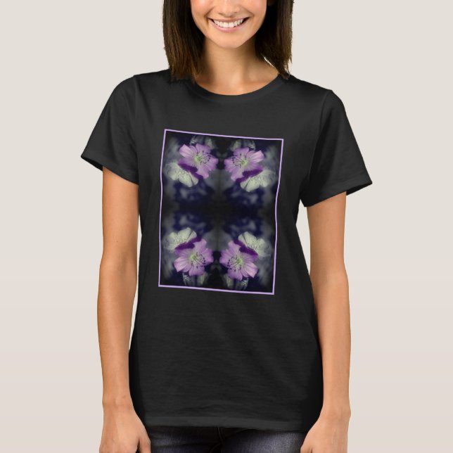 Camiseta Flores de gerânio roxas Abstrato de cor parcial (Frente)