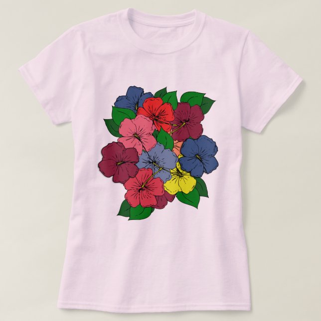 Camiseta Flores de Hibisco #8 (Frente do Design)