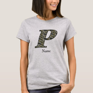 Camiseta Flores de Hortênsia com Inicial de Monograma Perso