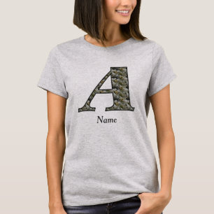 Camiseta Flores de Hortênsia com Inicial de Monograma Perso