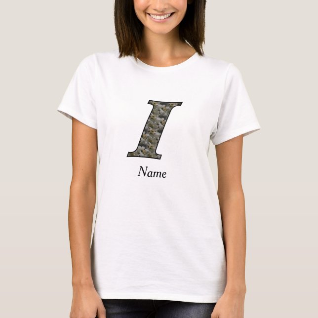 Camiseta Flores de Hortênsia com Inicial de Monograma Perso (Frente)