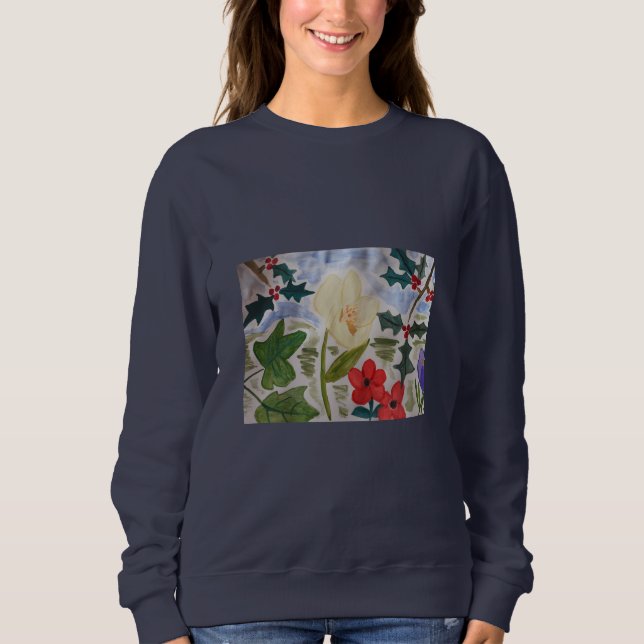 Camiseta Flores De Inverno E Holly Sweatshirt (Frente)