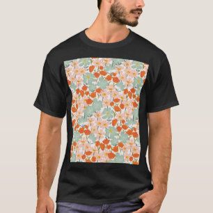 Camiseta Flores de jardim: cor-de-rosa, sem costura laranja