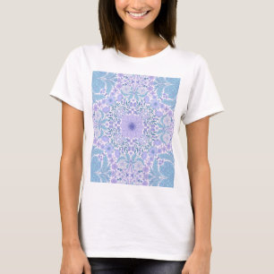 Camiseta Flores de jardim retrô em azul e violeta