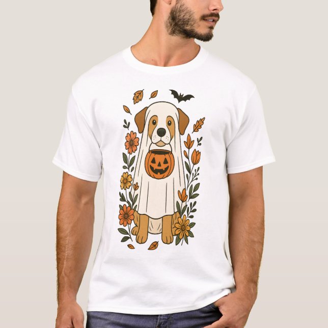 Camiseta Flores de Labrador Retriever de Halloween (Frente)