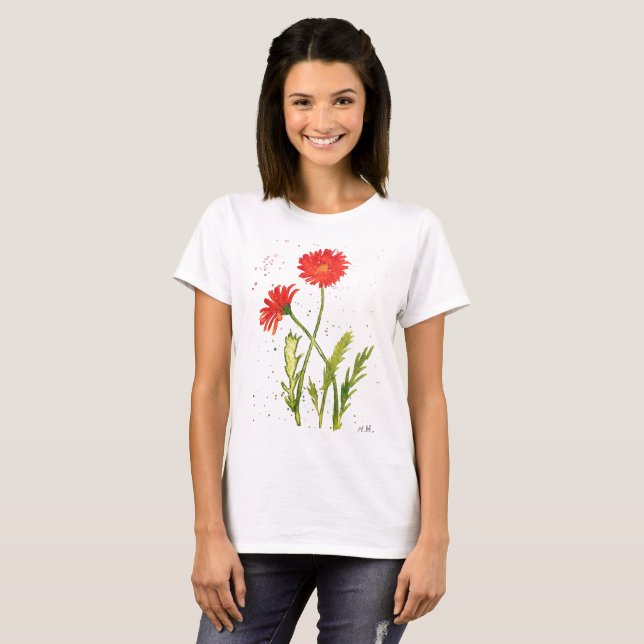 Camiseta Flores De Laranja De Laranja De Flores Selvagem Na (Frente Completa)