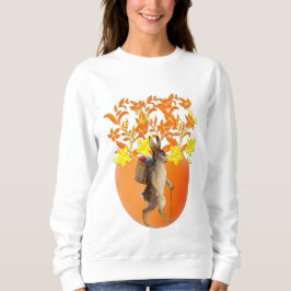 Camiseta Flores De Laranja Quadrado Coelho Coelho De Páscoa