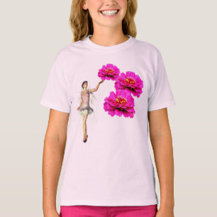 Camiseta Flores De Leite E De Zinônia Rosa