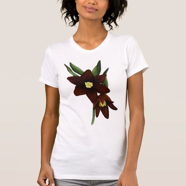 Camiseta Flores De Lily De Chocolate Ilustradas (Frente)