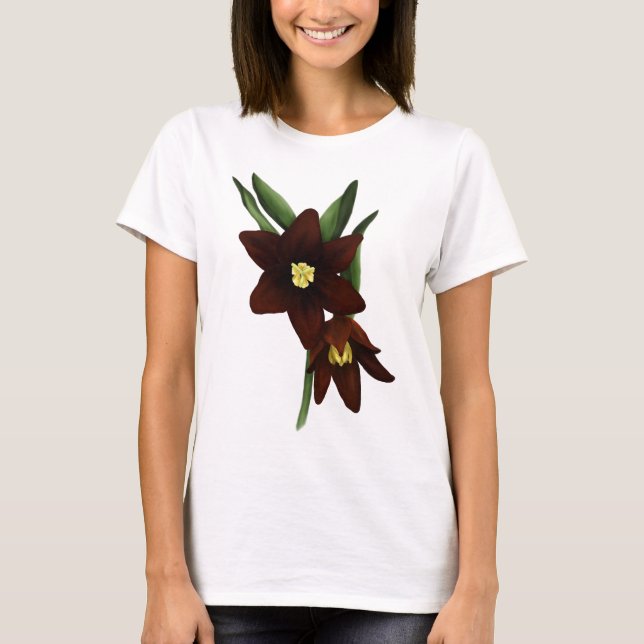 Camiseta Flores De Lily De Chocolate Ilustradas (Frente)