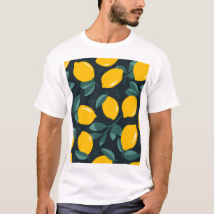 Camiseta Flores De Limões, Textura De Verão Vintage.