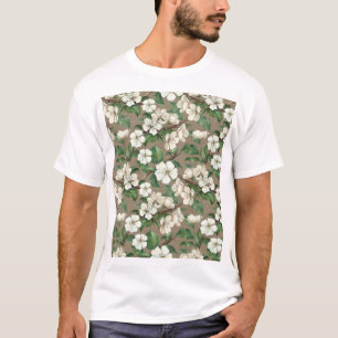 Camiseta Flores De Maçã De Aquarela: Padrão De Vintagem.