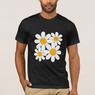 Camiseta Flores de Margarida Brancas Minimalistas
