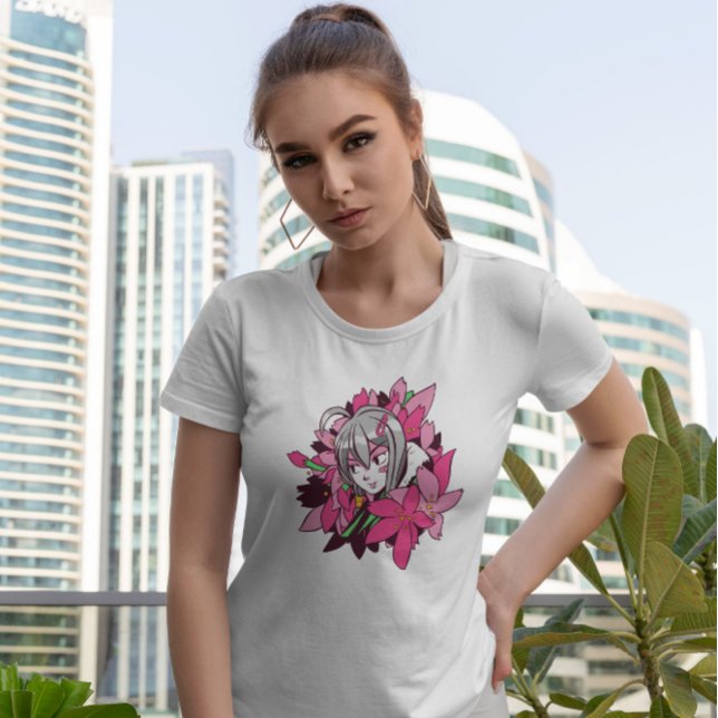 Camiseta Flores de Meninas de Anime (Criador carregado)