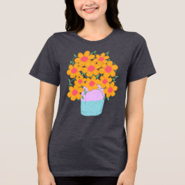 Camiseta Flores De Mola Laranja E Rosa