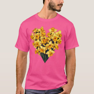 Camiseta Flores de Narciso Coração Jardinagem Jardineiro