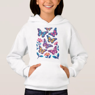 Camiseta Flores de Neon com Seis Borboletas Brilhantes