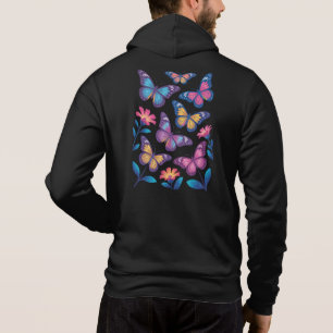 Camiseta Flores de Neon com Seis Borboletas Brilhantes
