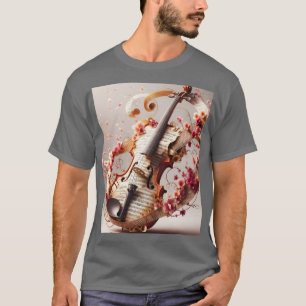 Camiseta Flores de Notas de Violino Bonito Fantasy