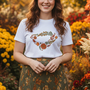 Camiseta Flores de outono com folhas de outono