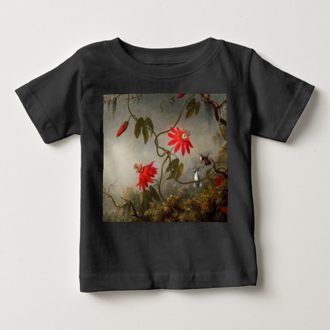 Camiseta Flores de Paixão com Pássaros Hummingbird (Frente)